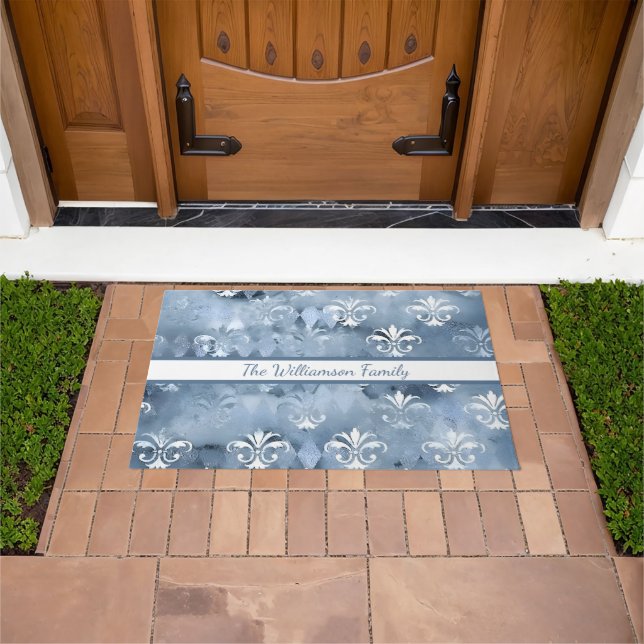 Paillasson Fleur de Lis - Bleu Vintage (De plein air)