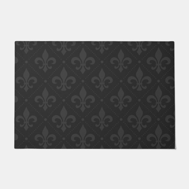 Paillasson Fleur de Lis en noir personnalisé mat extérieur (Devant)