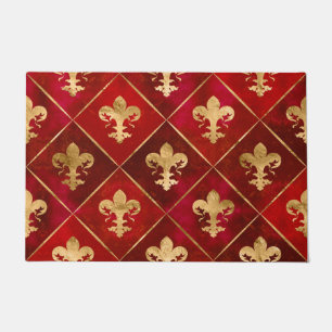 Paillasson Fleur de lis motif luxe rouge