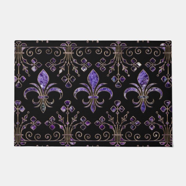 Paillasson Fleur de lis ornement Améthyste violet (Devant)