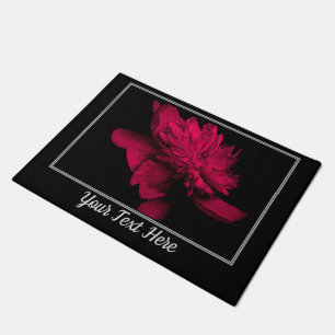 Paillasson Fleur de pivoine rouge vif personnalisée