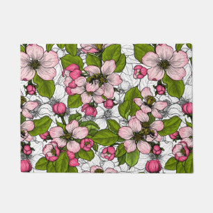 Paillasson Fleur de pomme sur blanc
