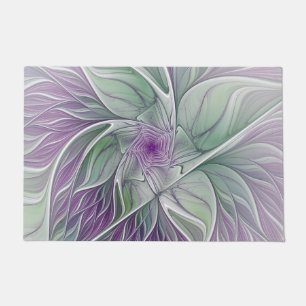 Paillasson Fleur de rêve, Art fractal abstrait violet vert