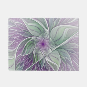 Paillasson Fleur de rêve, Art fractal abstrait violet vert