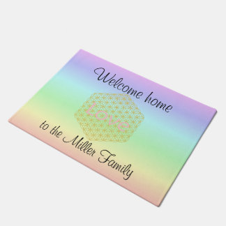 Paillasson Fleur de vie amour Bienvenue à la maison