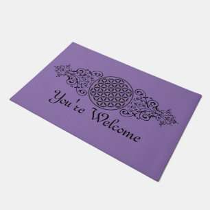 Paillasson Fleur de vie - ornements de timbres noir II