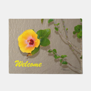 Paillasson Fleur d'Hibiscus jaune Patrie mat