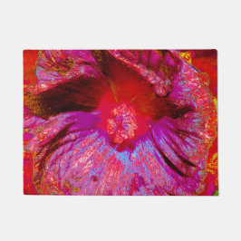 Paillasson Fleur d'Hibiscus rouge rétro Trippy psychédélique