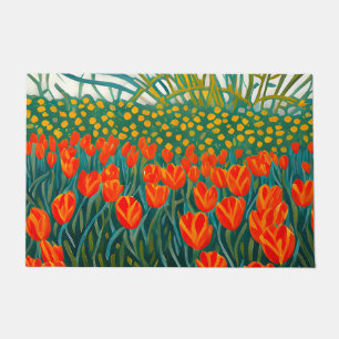 Paillasson Fleur du champ de tulipes orange