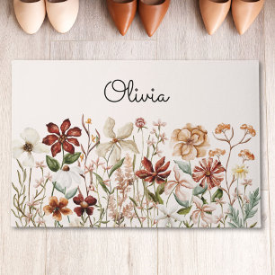 Paillasson Fleur Florale Vintage Aquarelle Personnalisée