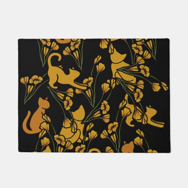 Paillasson Fleur Jardin Chats Orange Tabby Chat (Devant)