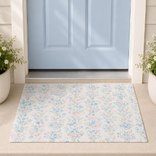 Paillasson Fleurs Bleues Aquarelle