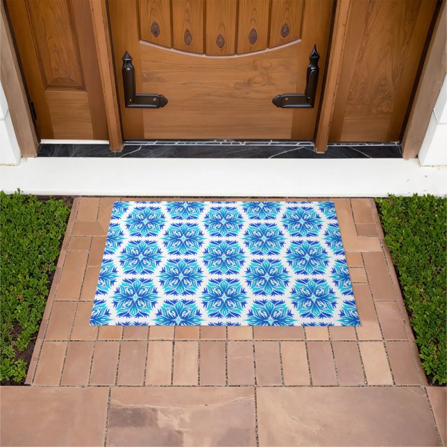 Paillasson Fleurs Bleues, Motif De Fleurs, Modèle Floral (De plein air)