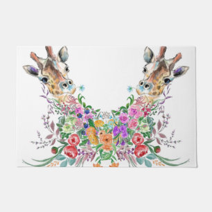 Paillasson Fleurs colorées Giraffes Portes