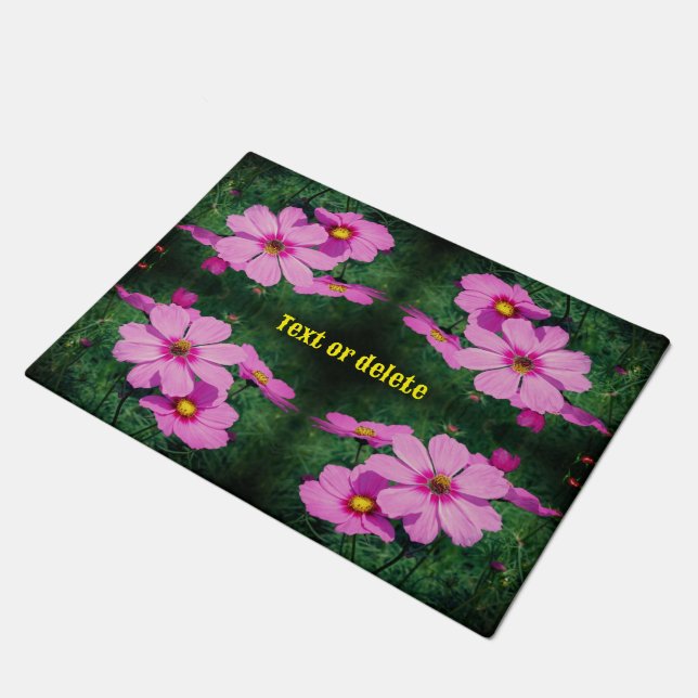 Paillasson Fleurs Cosmos Roses Abstraites Personnalisées (Incliné)