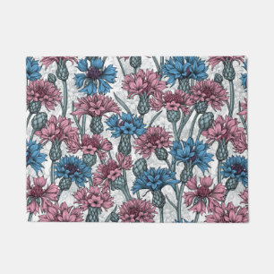 Paillasson Fleurs de maïs roses et bleues, fleurs sauvages su