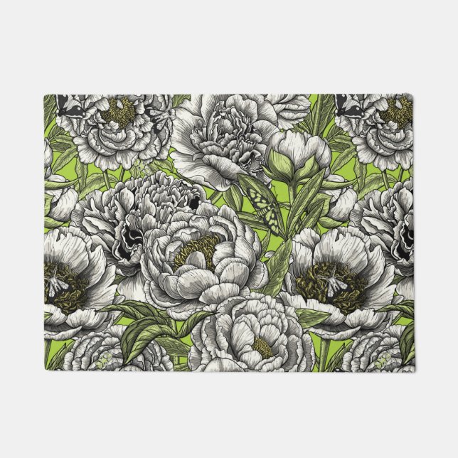 Paillasson Fleurs de pivoines blanches et moisissures (Devant)