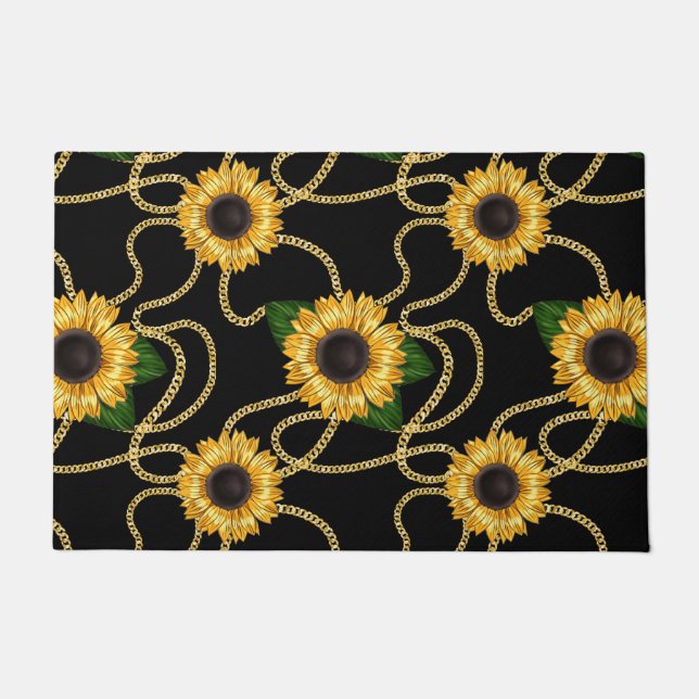 Paillasson Fleurs de soleil jaunes élégantes Motif élégant su (Devant)