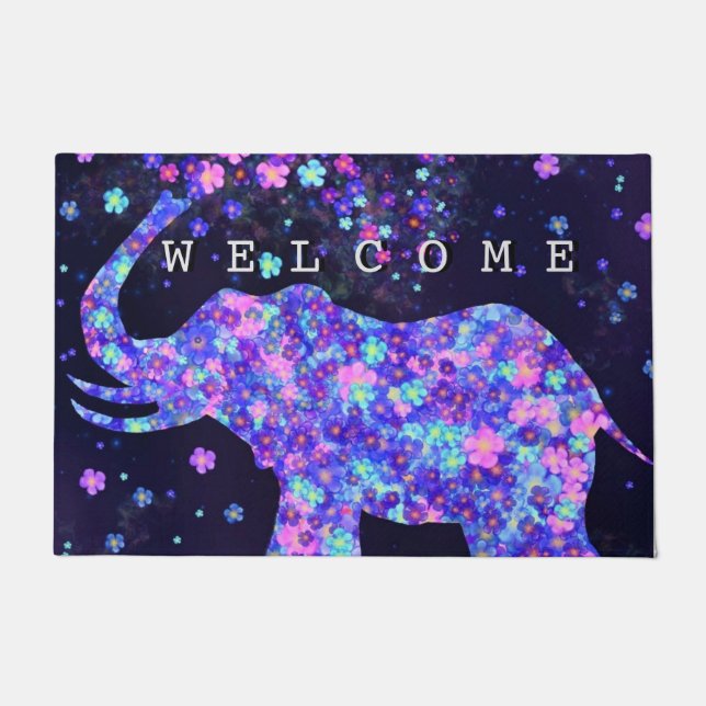 Paillasson Fleurs d'éléphants - Bienvenue (Devant)