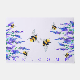 Paillasson Fleurs et Bees Doormat - Bienvenue