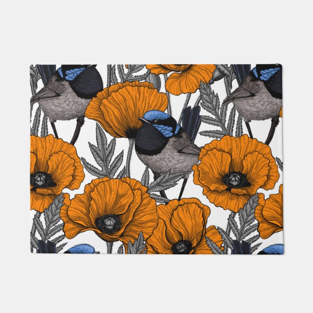 Paillasson Fleurs et fleurs de pavot orangé 2 (Devant)
