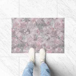 Paillasson Fleurs grandes élégantes gris rose