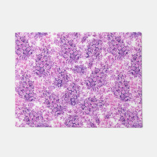 Paillasson Fleurs lilas rose aquarelle