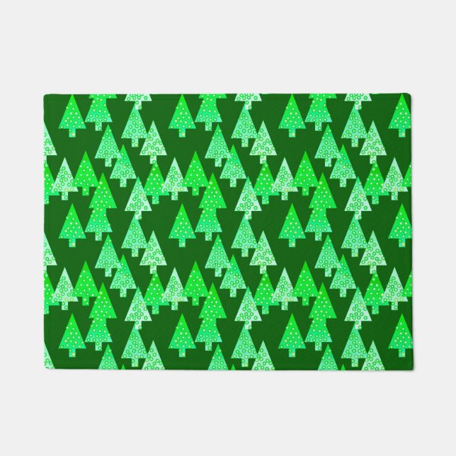 Paillasson Fleurs modernes arbres de Noël Pine vert  (Devant)