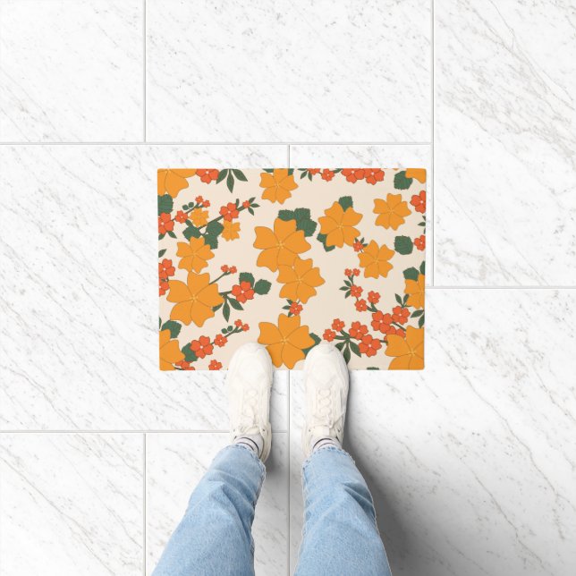 Paillasson Fleurs Oranges, Motif Floral, Motif De Fleurs (Intérieur)