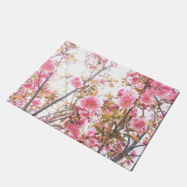 Paillasson Fleurs printanières Fleur rose florale Cerise Fleu (Incliné)