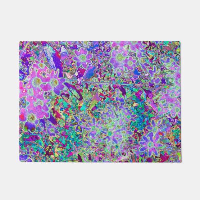 Paillasson Fleurs roses et violettes Abstraites (Devant)