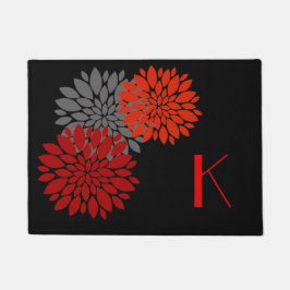 Paillasson Fleurs rouges Monogramme Porte Mat