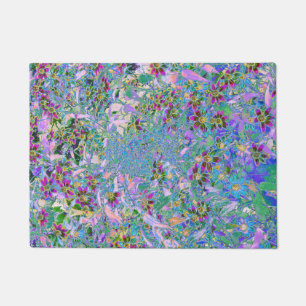 Paillasson Fleurs sauvages rétro violet, vert et bleu sur ros