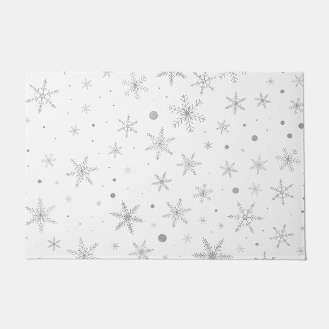 Paillasson Flocon de neige au crépuscule - Gris et blanc arge (Devant)