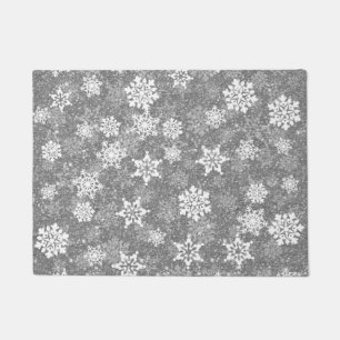 Paillasson Flocon de neige blanc Gris Élégant Noël d'hiver Ch