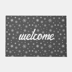 Paillasson flocon de neige gris de bienvenue