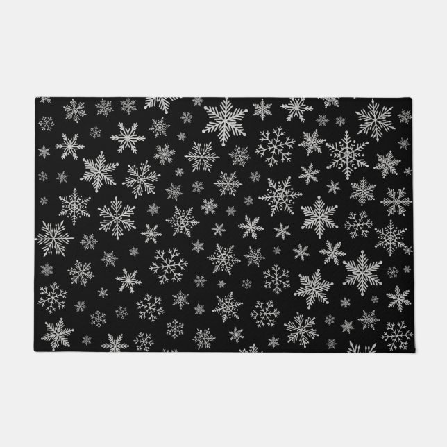 Paillasson Flocon de neige moderne 2 - Gris noir et argenté (Devant)