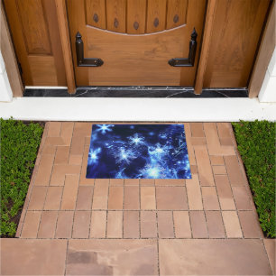 Paillasson Flocons de neige bleus scintillants d'hiver