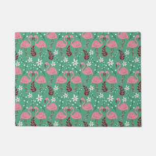 Paillasson Floral flamingo sans couture motif rose vert