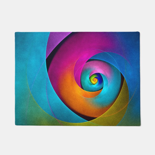Paillasson Floral moderne Art Abstrait rose Bleu Motif #17 (Devant)