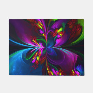 Paillasson Floral moderne Art Abstrait Rouge Bleu Motif #15