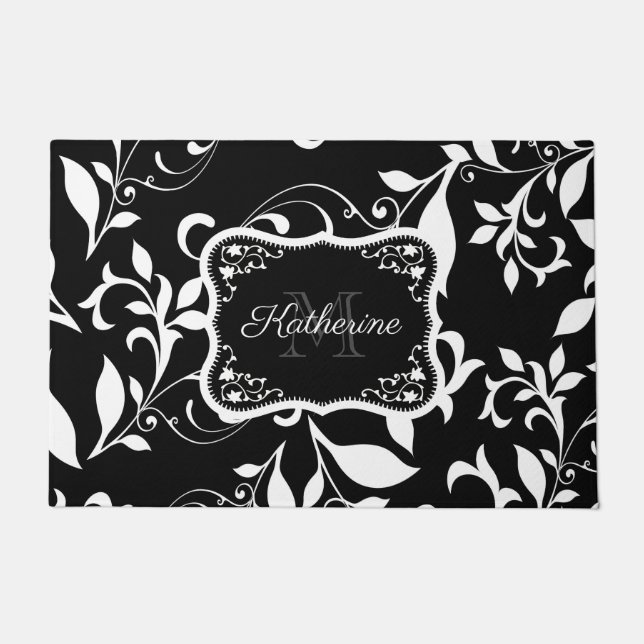 Paillasson Floral noir et blanc (Devant)