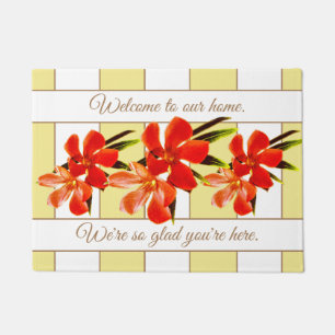 Paillasson Floral orange   Accueil personnalisé Oleander