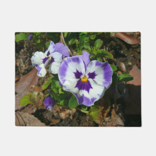Paillasson Floral Purple and White Pansies