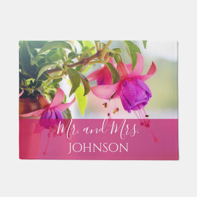 Paillasson Floral rose et violet M. et Mme. (Devant)