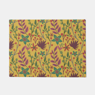 Paillasson Floral sans couture motif fleurs jaunes et feuille