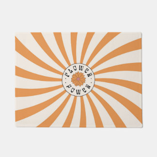 Paillasson Flower Power avec des rayons orange psychédéliques