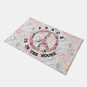 Paillasson Flower Power signe de paix I + votre backgr. & idé