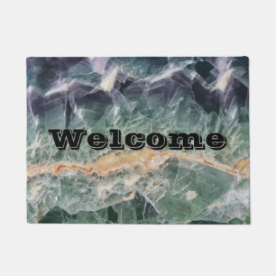 Paillasson Fluorite Cristal Vert et Violet Gemme Bienvenue