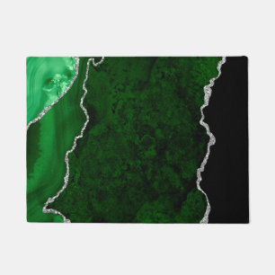 Paillasson Forêt de marbre vert glamour chic paillettes argen